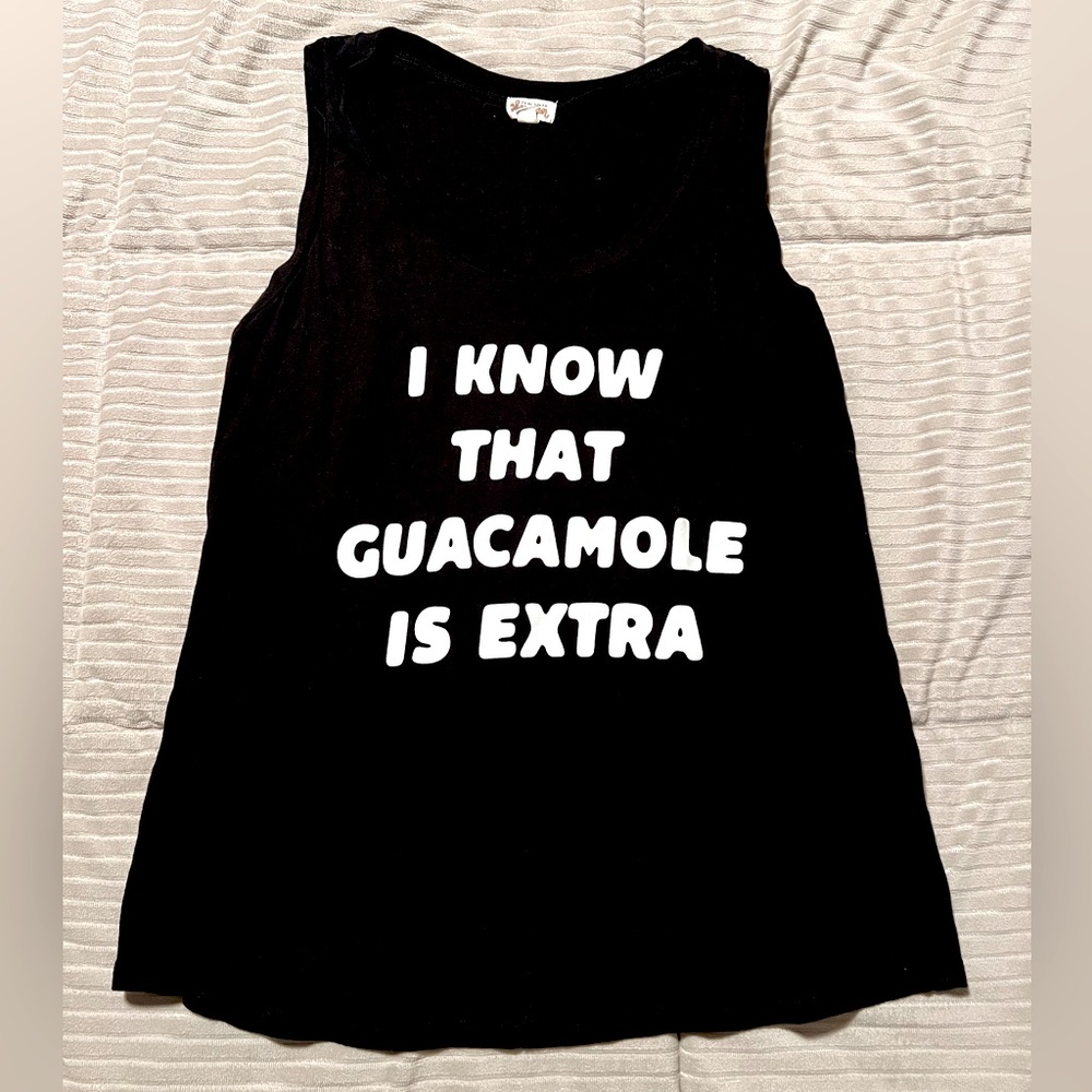Ten Sixty Sherman black graphic tank.  Size M.  “I know that guacamole is extra”